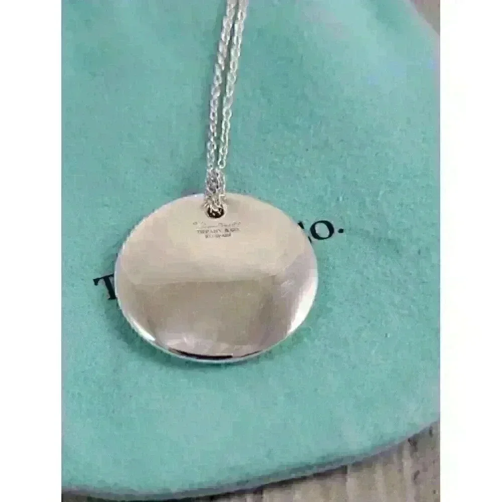Tiffany & Co Sterling Silver Elsa Peretti Round Pendant Necklace 24mm - Picture 4 of 11